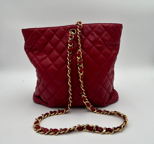 Chanel Single Chain Quilted-Red