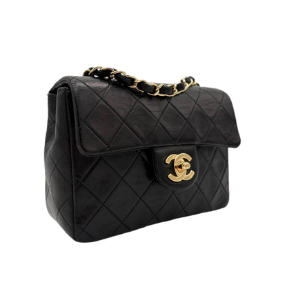 Chanel 1989-1991 Mini Square Classic Lambskin Single Flap Bag