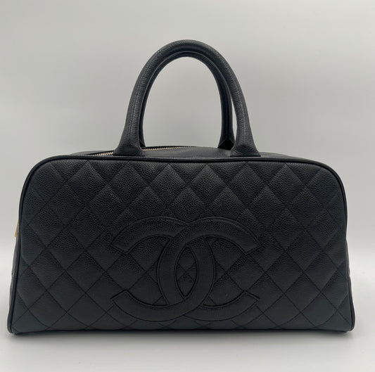 Chanel Large Bowling Tote Bag-Black Caviar