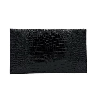 YSL Uptown Pouch Crocodile Embossed