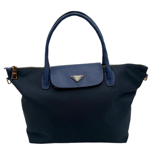 Prada Tessuto Saffiano Tote-Blue