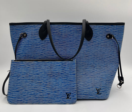 Louis Vuitton Neverfull/Pouch-Denim Blue : MM