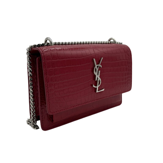 Sunset Mini YSL Croc-Embossed Crossbody Bag