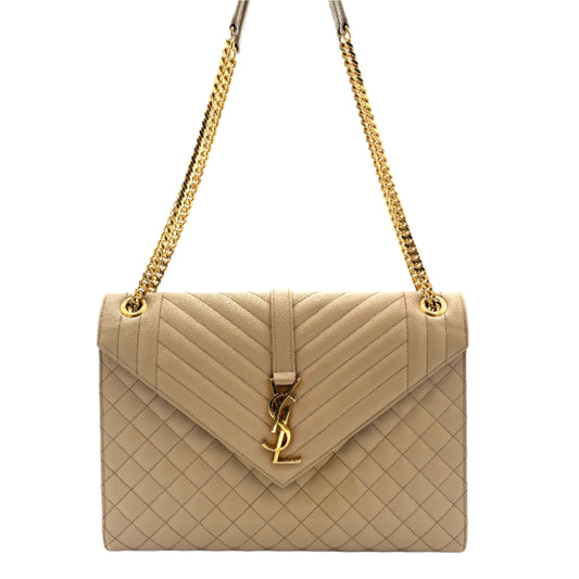 Envelope Triquilt Large YSL Shoulder Bag in Grained Leather