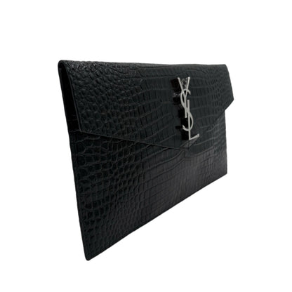 YSL Uptown Pouch Crocodile Embossed