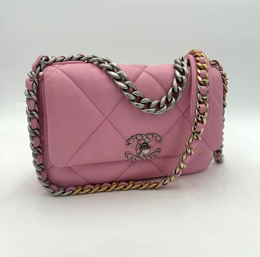 Chanel Lambskin Quilted Medium 19 Flap Pink