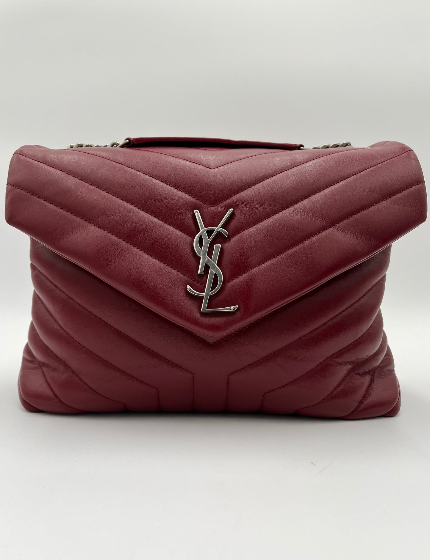 YSL Lou Lou Monogram Chain Bag-Red/Silver : Medium