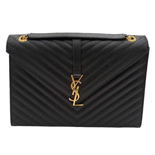 YSL Large Envelope Satchel Matelasse Chevron Leather: Black