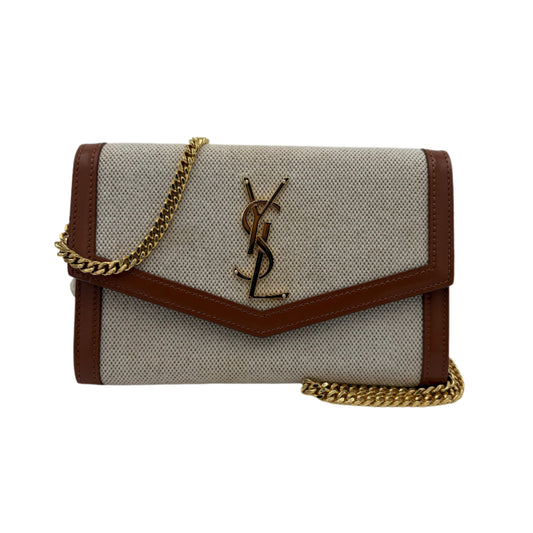 Saint Laurent  Uptown Chain Wallet In Micro Raffia Crossbody