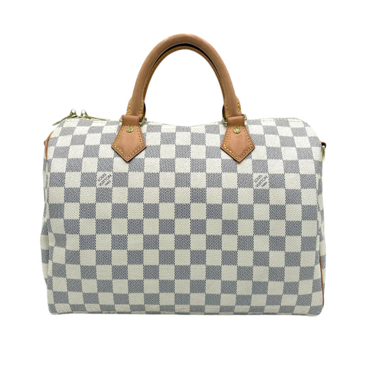 Chipped Louis Vuitton Speedy 30 Bandouliere Azur