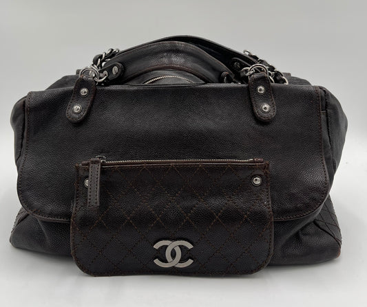 Chanel Lizard Pocket City Bag-Chocolate