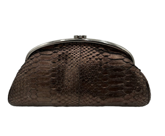 Chanel Bronze Metallic Python Timeless Clutch