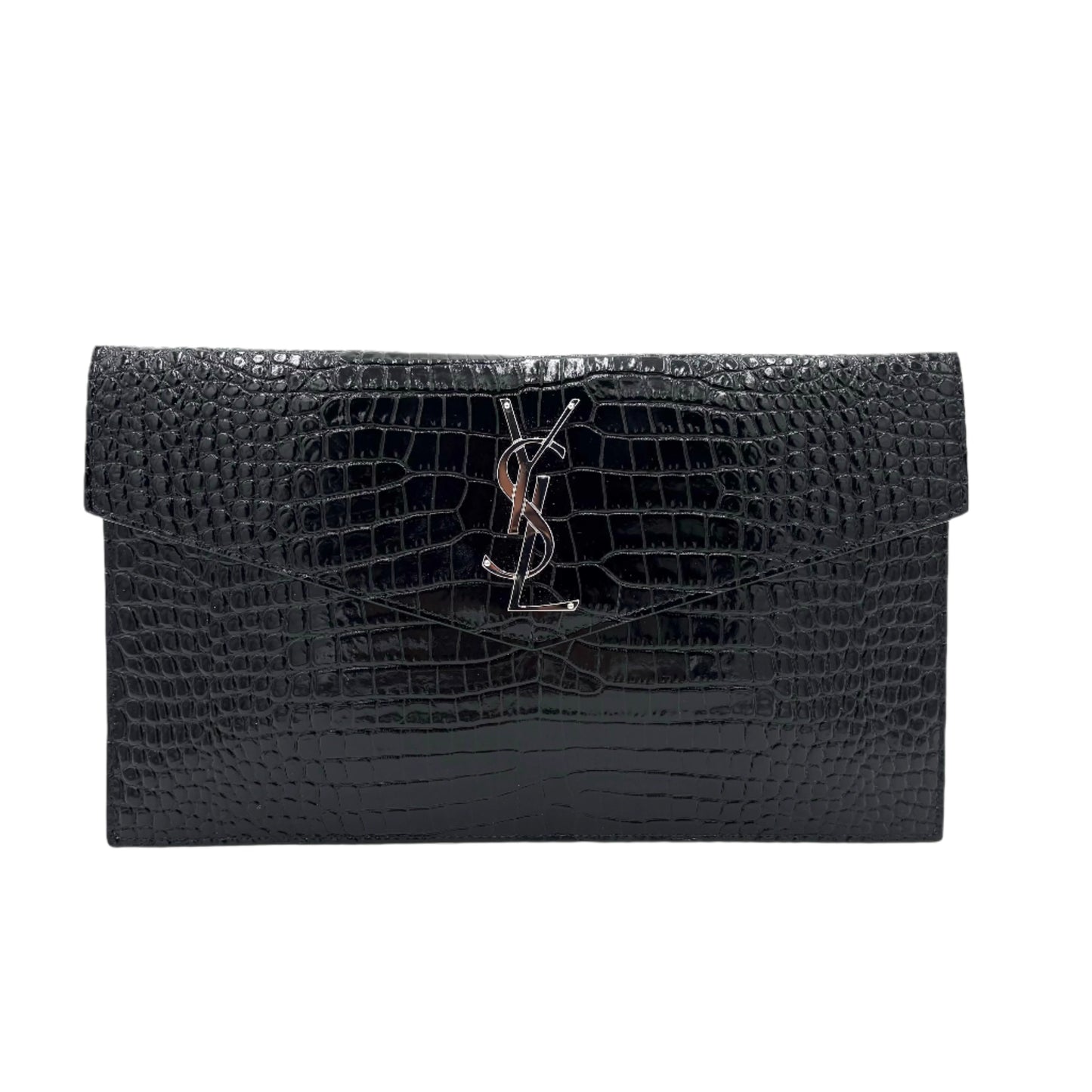 YSL Uptown Pouch Crocodile Embossed