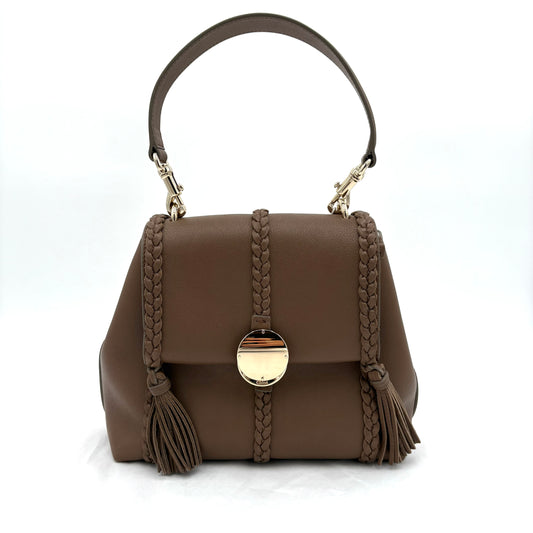 Chloe Penelope Leather Tote Bag Top Handle Brown