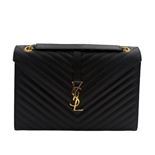 YSL Large Envelope Satchel Matelasse Chevron Leather: Black