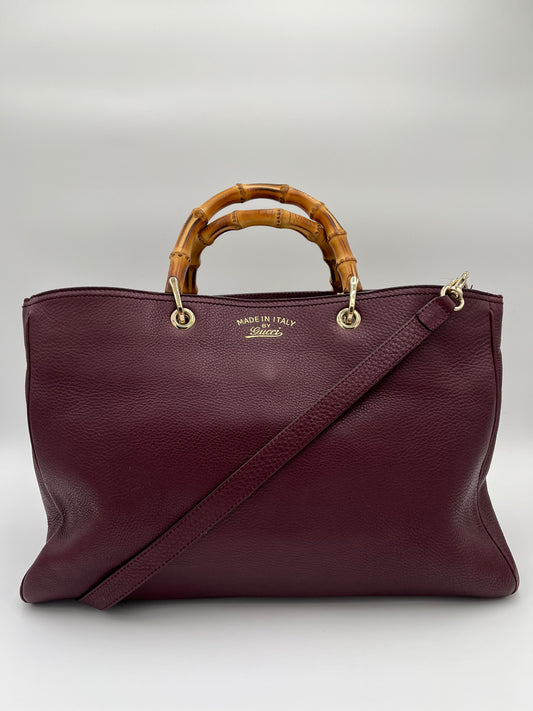 Gucci Bamboo Shopper Tote Bag-Burgundy