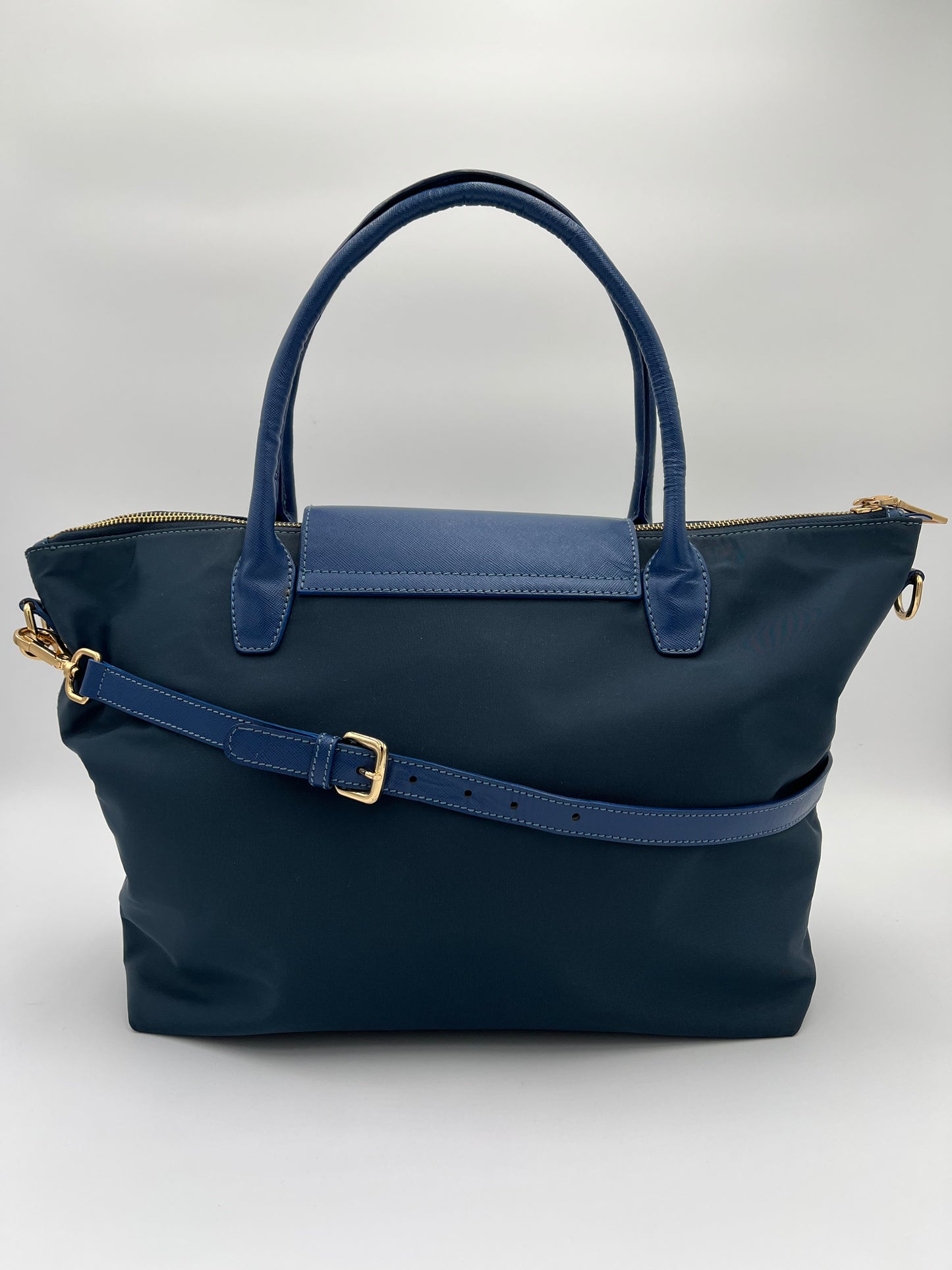 Prada Tessuto Saffiano Tote-Blue