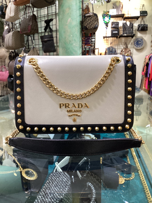 Prada Glace Calf Studded Crossbody